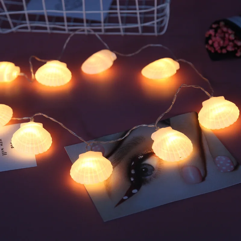 

LED Shell Lighting Chain Underwater World White Conch Shells Decorative Lights Bedroom Restaurant Atmosphere String Lights Batte