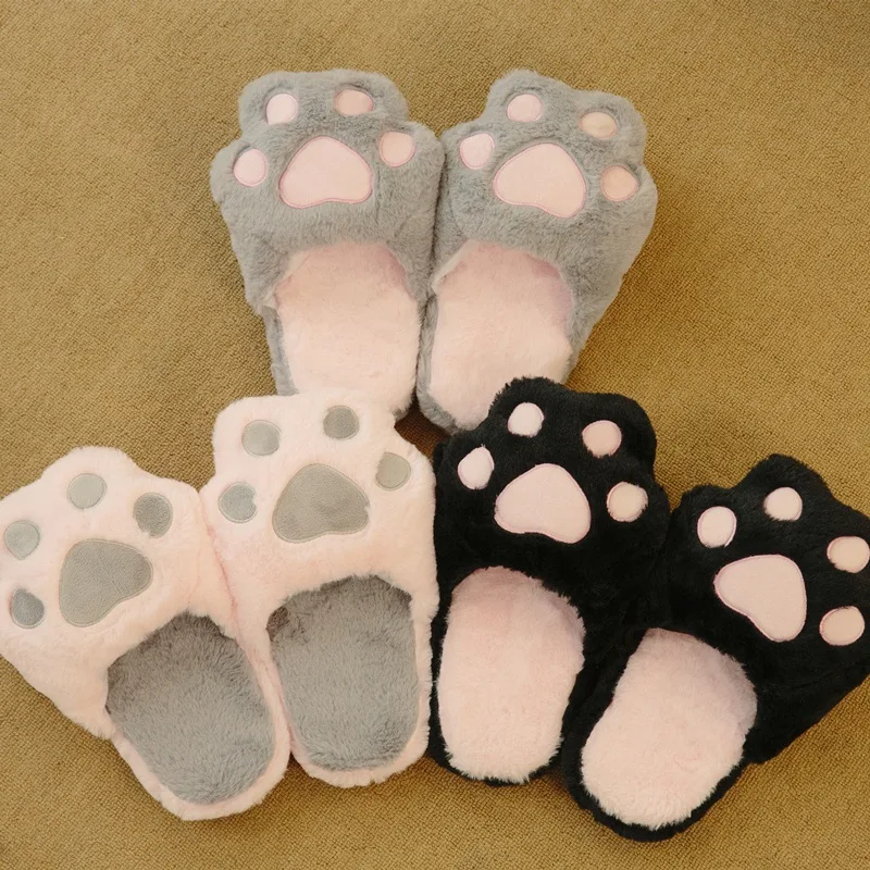 

Cute Cat Claws Plush Slipper Girl'S Winter Cartoon Household Warm Floor Cotton Slippers Indoor Creative