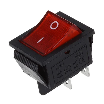 

Red Light 4 Pin DPST ON/OFF Snap in Rocker Switch 15A/250V 20A/125V AC 28x22mm