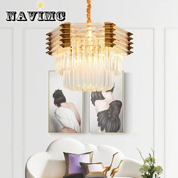 

Luxury Polygonal Top Crystal Chandelier Decorating Art for Living Room Bedroom Lights