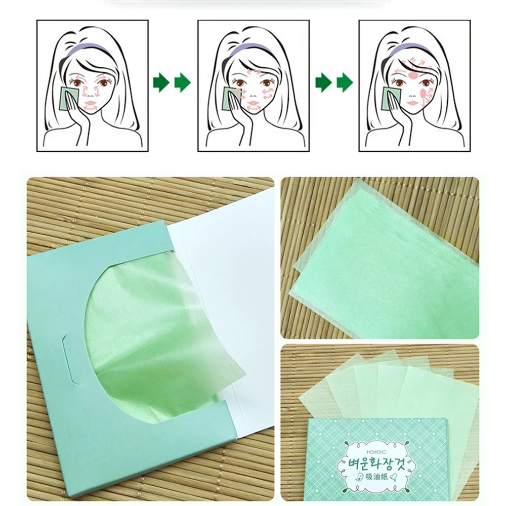 100Sheets/pack Facial Oil Blotting Sheets Face Oil Control Absorbing Film Blotting Paper Cleaning Face Beauty Makeup Tools TSLM2
