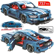

Blue Pull Back Mechanical Racing Sports Car Building Blocks For Technical City Diy Bricks Toys For Children Boys Gift