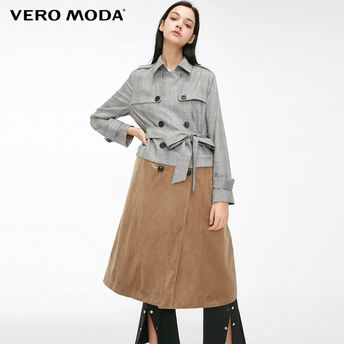 Vero Moda женская новая клетчатая стеганая ткань Съемная ветровка Тренч | 318409513