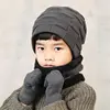 Winter Child Hat Scarf Gloves 3 Peice Set Kids Outdoor Warm Knitted Plush Cap Scarves And Touchscreen Gloves Boys Accessories ► Photo 2/6