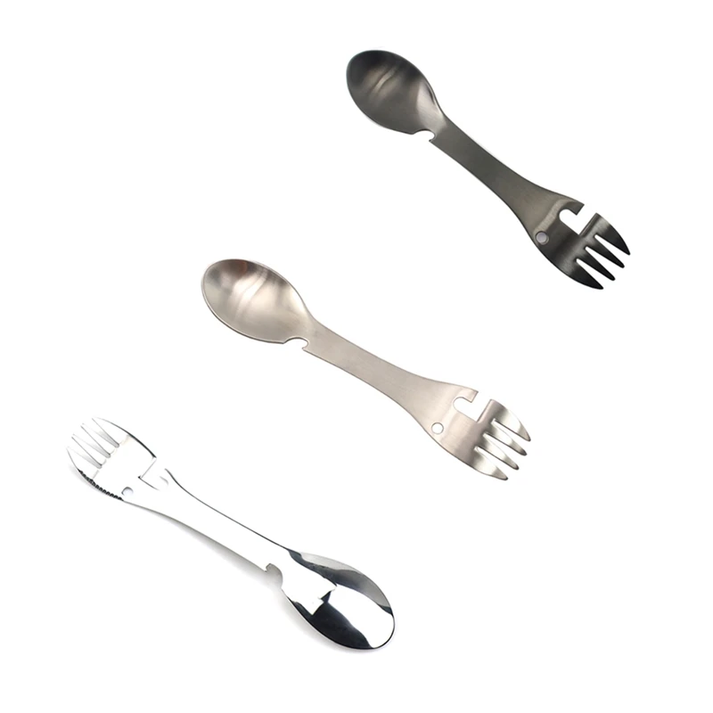 Camping Fork Spoon Multi Function Stainless Steel Cutlery Spoon Fork