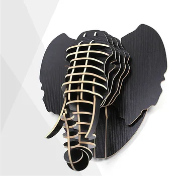 

Home Furniture Animal Head Wall Hanging Elephant Head Wood Craft for Art Home Wall Decoration White Red Statue Creative Wooden