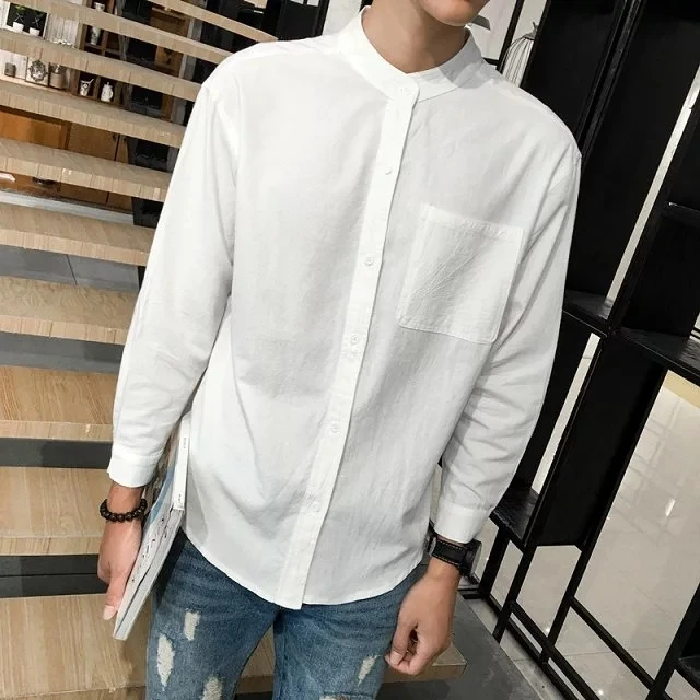 Рубашки мужские осенние Рубашки с принтом с длинным рукавом высокого качества Мужская одежда в Корейском стиле горячая распродажа Повседневная одежда Harajuku свободный шик - Цвет: 8