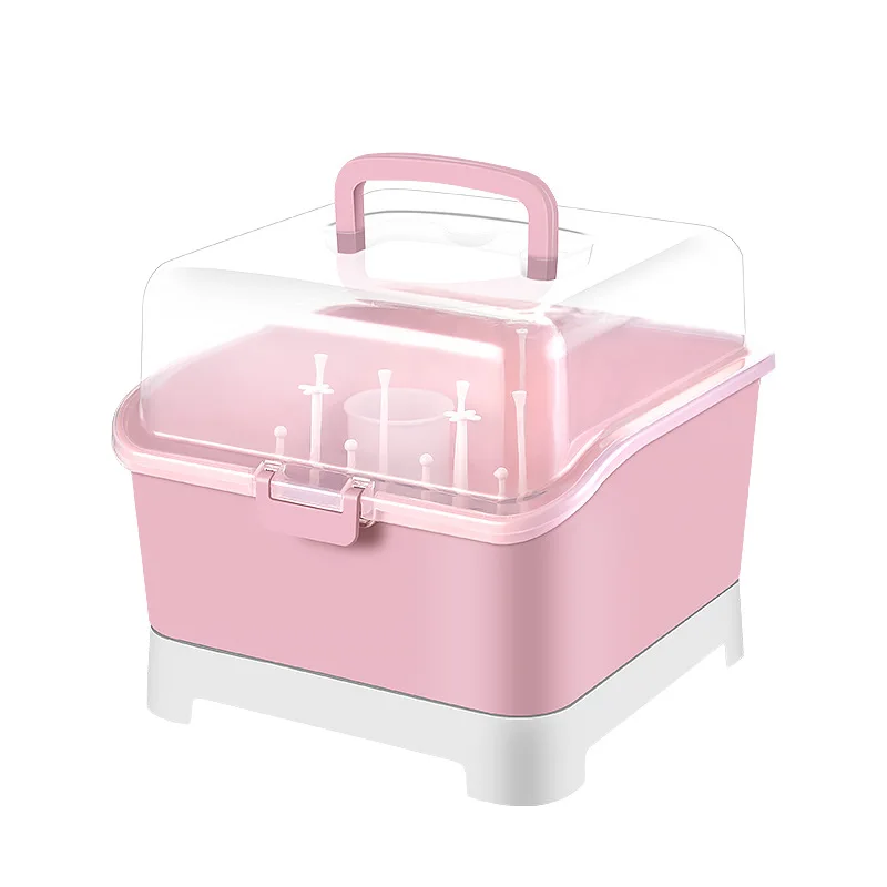 

Baby Bottle Storage Box Portable Large Baby Tableware Storage Box Dust-proof Drying Frame Milk Powder Box