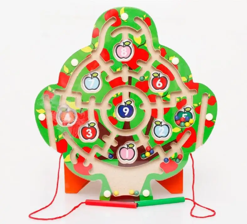

Apple Tree Magnetic Maze Moving Position Maze Camera Track Maze Parent And Child Game Early Childhood Educational Wooden Toys