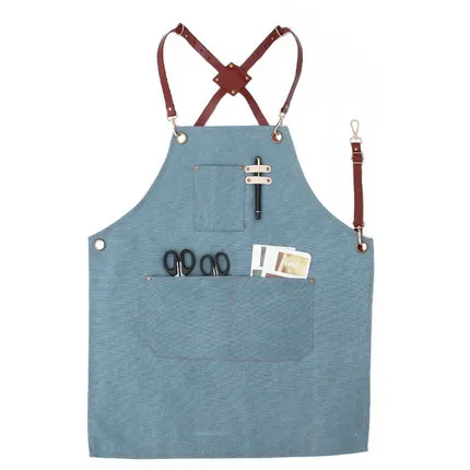 Coffee tea shop apron florist hairdresser Japanese style restaurant bar canvas work clothes men and women apron - Цвет: 20