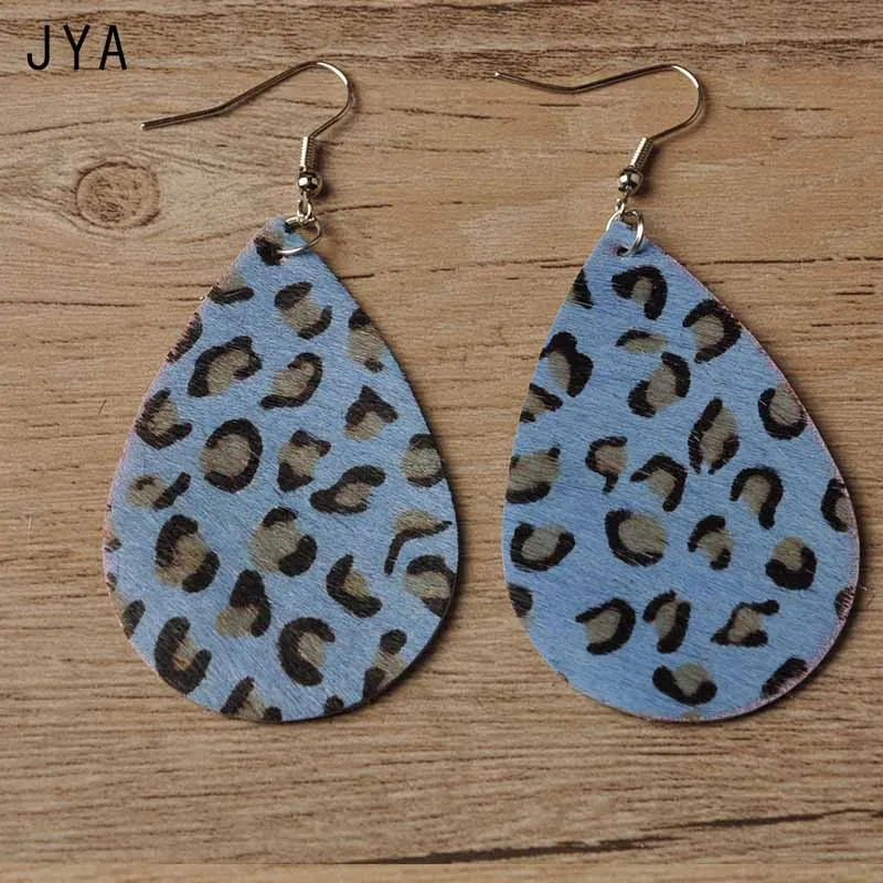JYA кожаные серьги для женщин, разноцветные леопардовые серьги с перьями, большие длинные модные резиновые серьги в виде листьев, Висячие капли, зима - Окраска металла: F