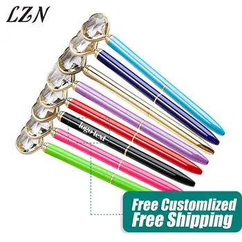 

LZN Fashion Design Girl Heart shape Large Diamond Metal Pen Crystal Ballpoint Pen Free Customlized Promotion Logo/Name/Text