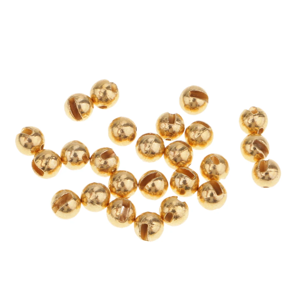 25pcs Fly Tying Slotted Tungsten Beads Ball Very Heavy Deep Nymphs Head Beads Fly Tying Materials Fishing Accessories 5 Sizes 
