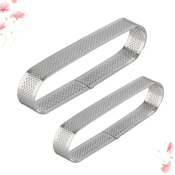 

2 Pcs Oval Tartlet Mold Practical Stainless Steel Dessert Mousse Fruit Pie Tart Quiche Baking Mold Silver (9.4cm/11.9cm, Each Si
