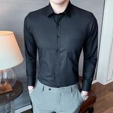 Брендовая одежда, модное мужское осеннее платье, деловая рубашка/Мужская рубашка высокого качества из чистого хлопка с длинными рукавами, большие размеры, S-6XL