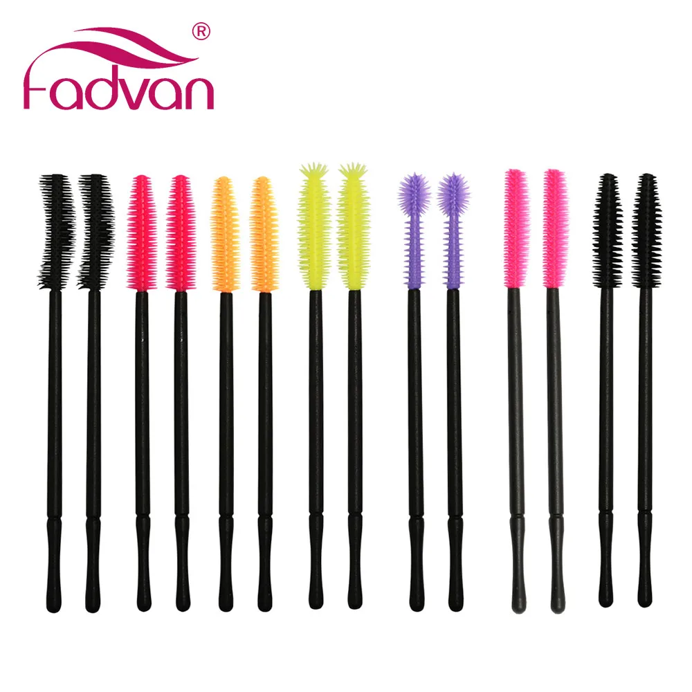 Fadvan 50pcs Eyelash Brush Silicone Gel Makeup Brushes Comb Mascara Wands Professional Beauty Tools