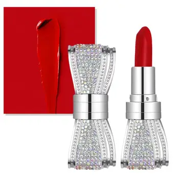 

Fashion Bow lipstick Sexy Red Color Lipstick Bow-knot Shapes Long lasting Lip Tint Moisturizing Velvet Lipstick maquiagem TSLM1