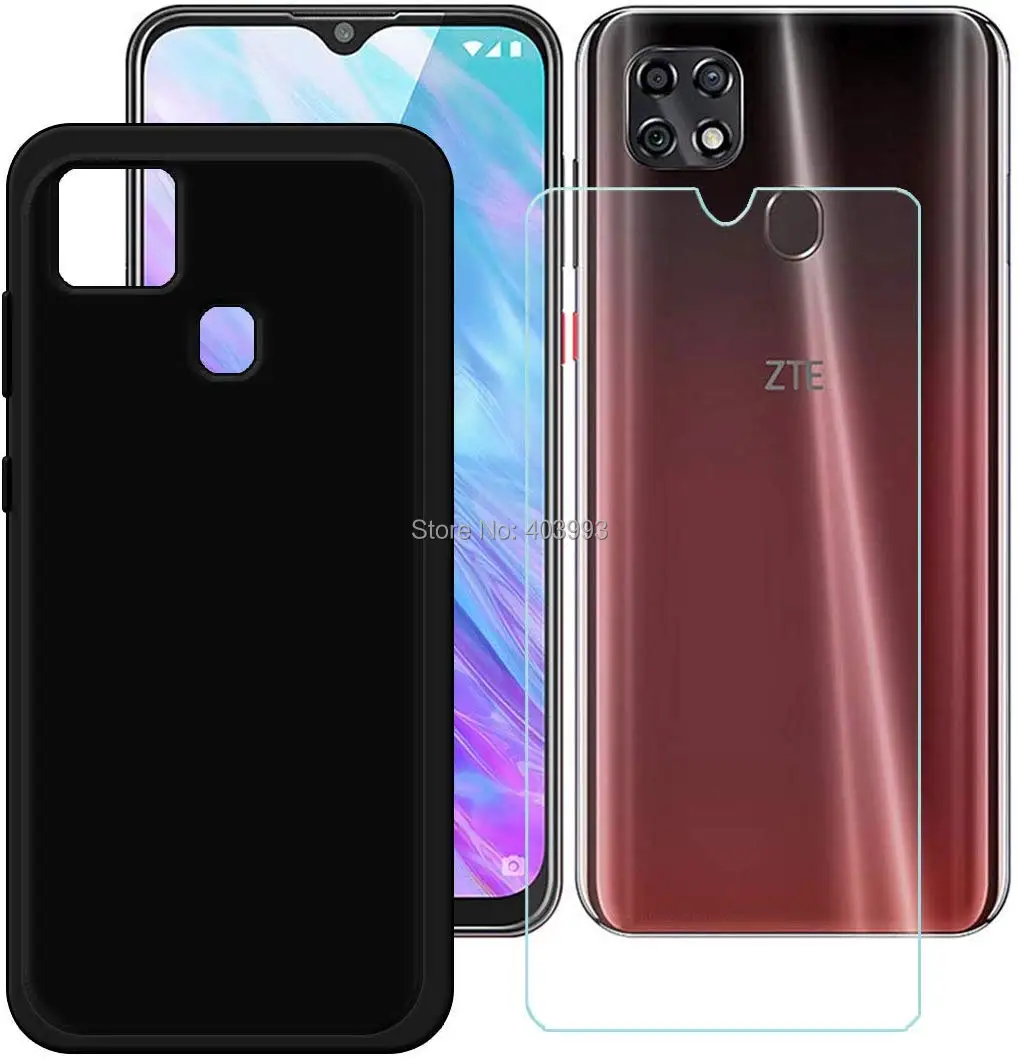 Чехол для ZTE Blade 20 Smart роскошный мягкий чехол телефона из ТПУ с закаленным стеклом