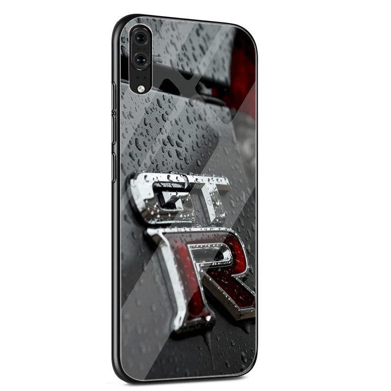 Стеклянный Чехол для мобильного телефона huawei P30 P20 P Smart P10 Y6 7A Y9 Honor 8X9 10 mate 20 Pro Lite car NISSAN GTR Cute