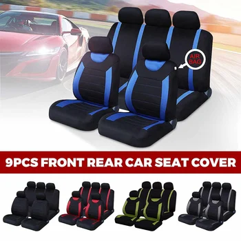 

9 Pcs Washable Car Seat Covers Full Set Car Seat Protector Auto Seat Covers Polyester Fabric Universal Fits Most Cars Covers