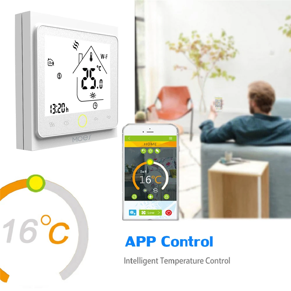 WiFi Smart Thermostat Temperature Controller APP Control for Home Floor Heating Water Compatible with Alexa / Google /Electric