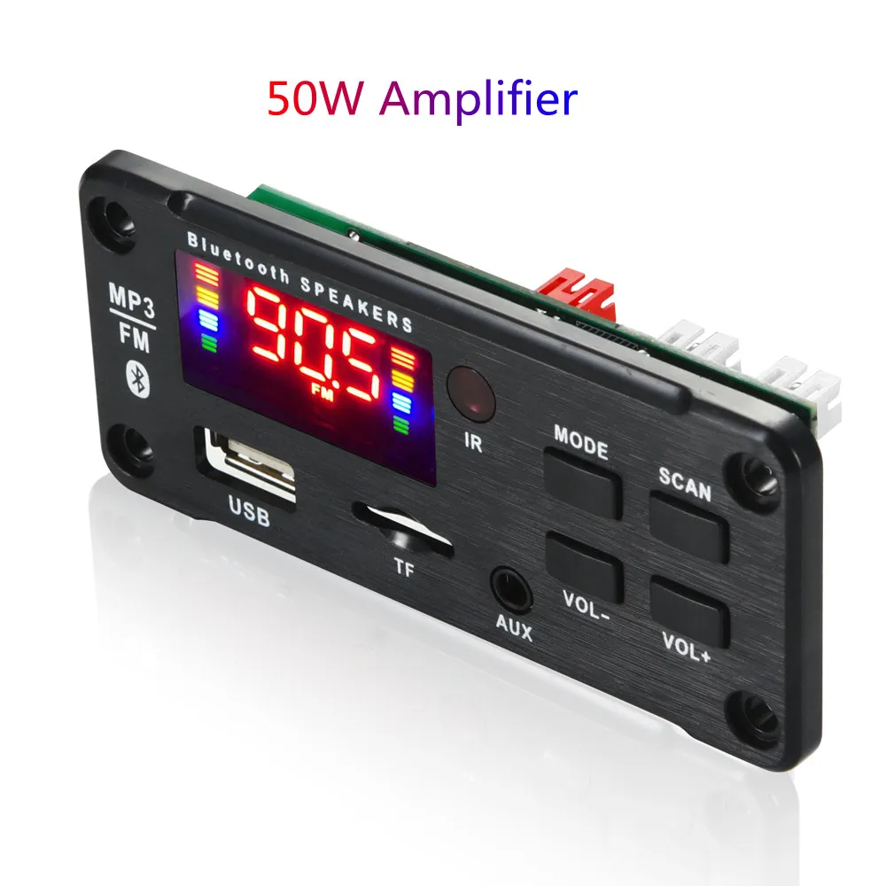 50W 12v MP3 Decoder Board 6V-12V Bluetooth5.0 Car Audio USB TF FM Radio Module For Car Audio Music Speaker