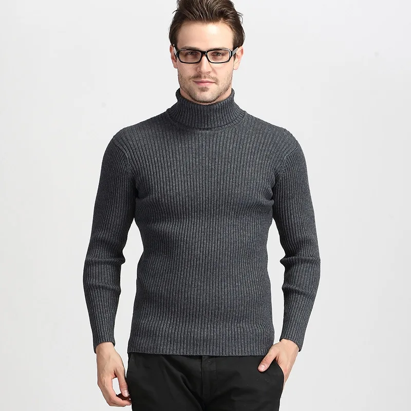 Jersey de cuello alto para hombre, ropa de color sólido