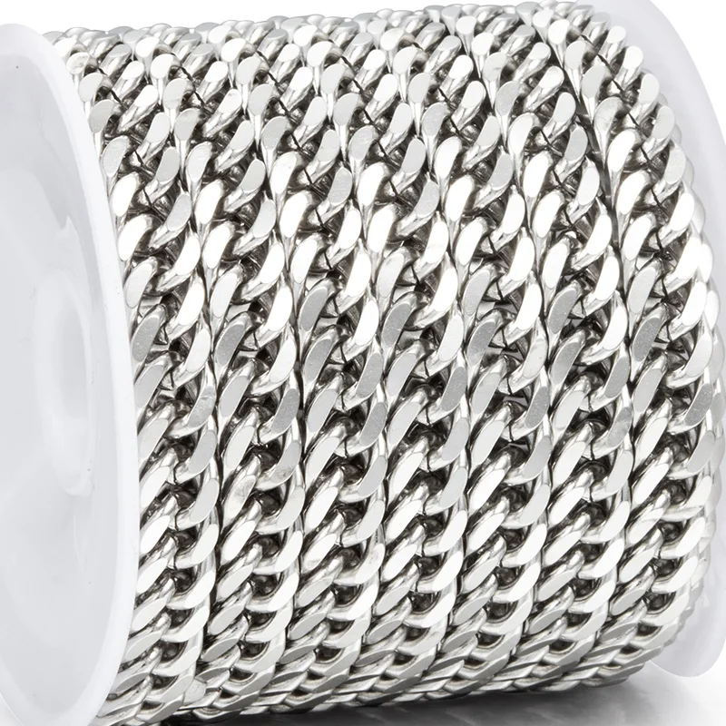 1 Meter Stainless Steel Cuban Chains Bulk for DIY Jewelry Making Crafts Bracelet Accessories Handmade Hip Hop Necklace Findings