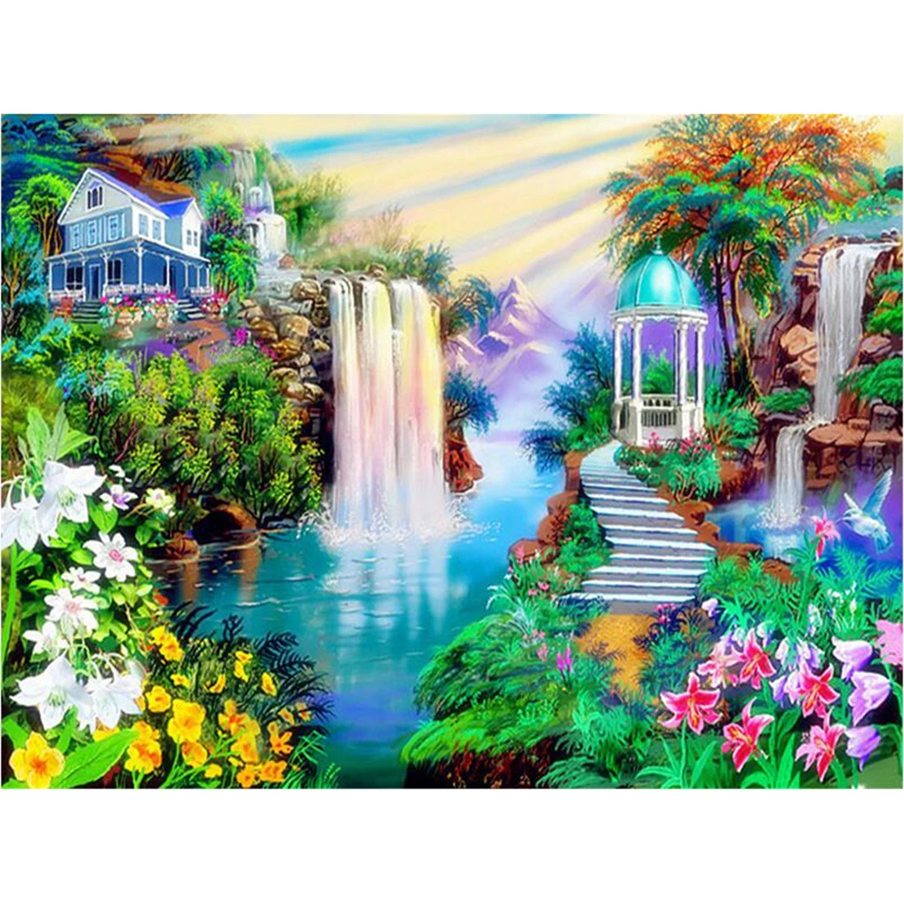 

Diamond Mosaic Embroidery Sale Landscape Waterfall 5D DIY Diamond Painting Full Square Rhinestone Picture Gift DA637
