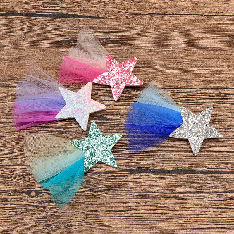 20 шт./партия, блестящие звездочки и радужные сетчатые заколки для волос, детские заколки для волос для девочек, вечерние аксессуары для волос в подарок на день рождения