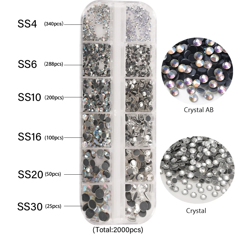Hot Fix Strass SS4-SS30 Gemischte Größe 2000 Teile/schachtel DMC Hot Fix Strass Kristall Glas Strass Kleber auf Hot Fix Strass DIY – Detail 3
