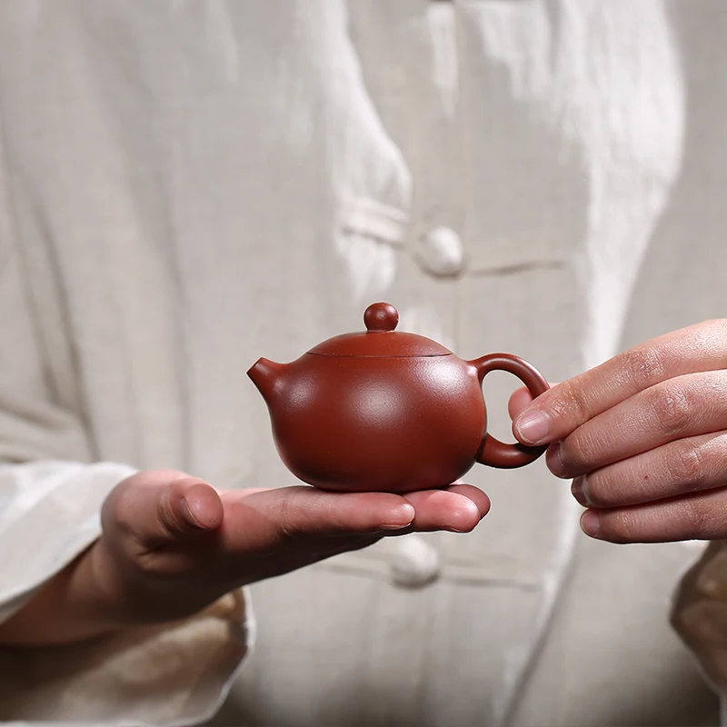 

100ML Chinese Yixing Purple Sand Xi Shi Teapot Teaset Hand Made Pot Dahongpao Mud Tea Set 188 Ball Hole Filter Tea Ceremony Gift