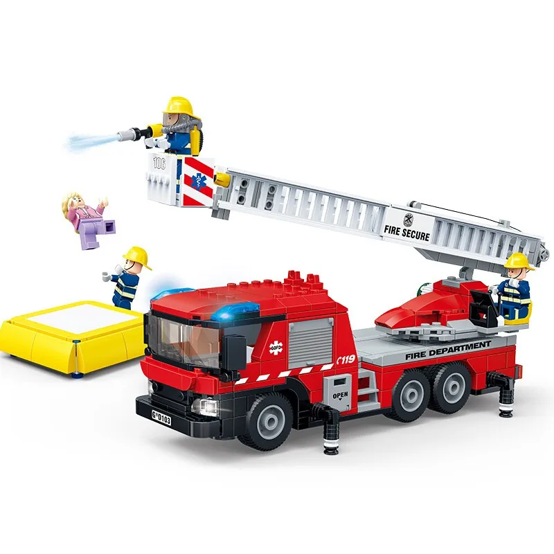 NEW City Fire Sets Fireman Ladder Fire Truck Building Blocks Model Sets Bricks Classic For Children Toys Kids Gift