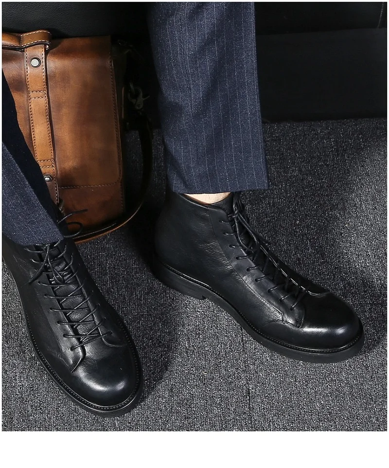 Мужская обувь в европейском стиле в винтажном стиле; формальные ботинки челси на высоком каблуке; мужская осенне-зимняя оснастка из
