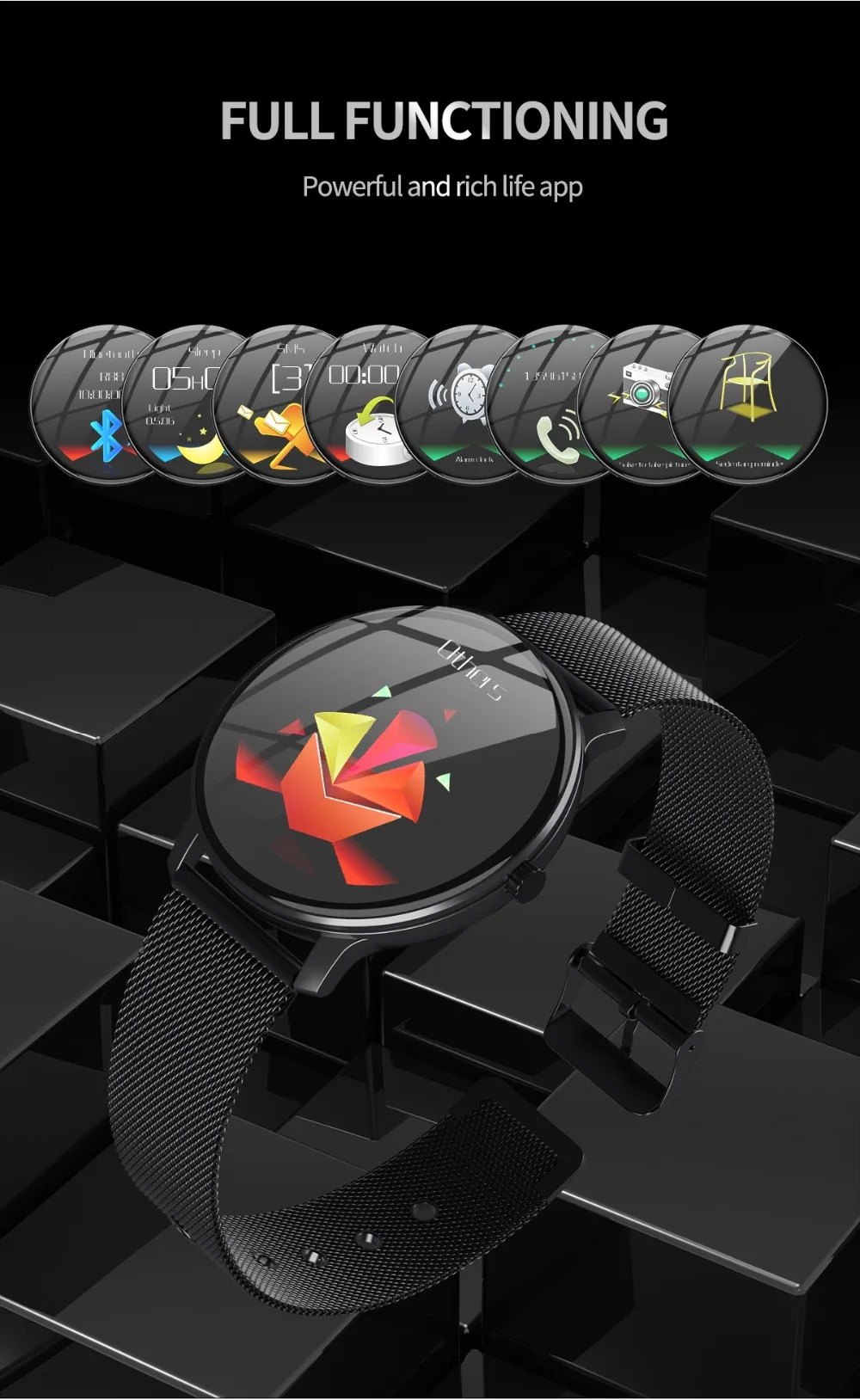 R88 Смарт часы Bluetooth V5.0 для мужчин и женщин полный сенсорный экран Smartwatch фитнес трекер сердечного ритма кровяного давления сна монитор