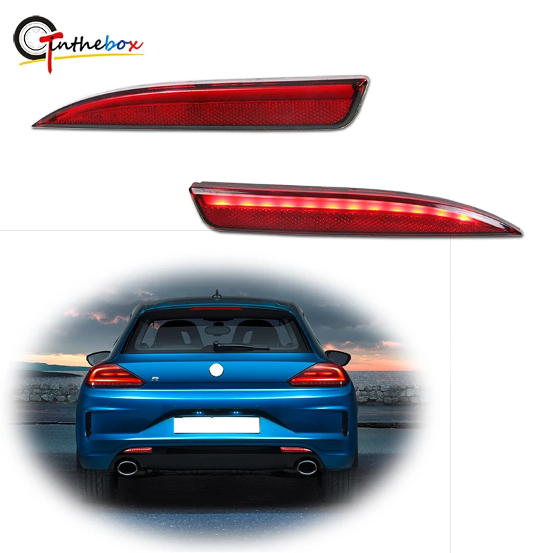 

GTinthebox Red LED Rear Bumper Reflector Brake Tail Lights w/ Sequential Turn Signal Light For 2011-2015 VW Scirocco R GTS Rline