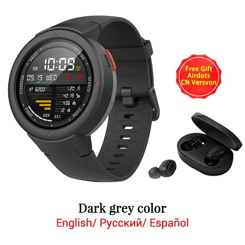G add airdots CN Huami Amazfit Verge спортивные Смарт-часы 3 gps водонепроницаемый Bluetooth воспроизведение музыки вызов ответ сообщение Push пульсометр - Цвет: G add airdots CN
