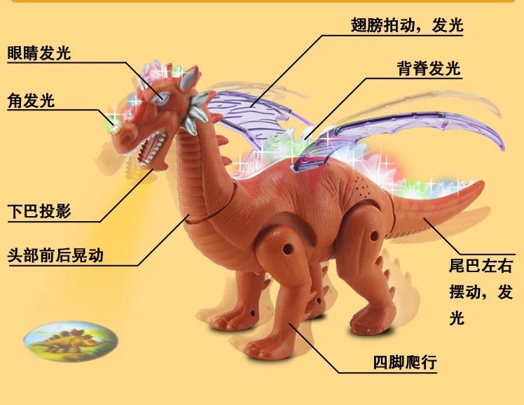 Модель большая модель Электрический динозавр T-Rex будет ходить робот боевая команда детская игрушка модель проекционный динозавр