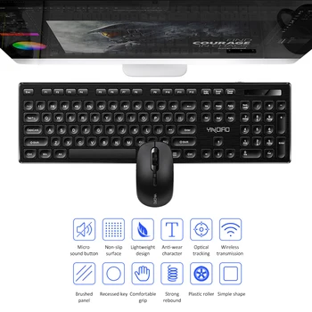 

2.4G Business Wireless Home Office Keyboard & Mouse Set Ultra-Thin Keyboard Silent Buttons Mouse Set for PC Laptop Win XP/7/10