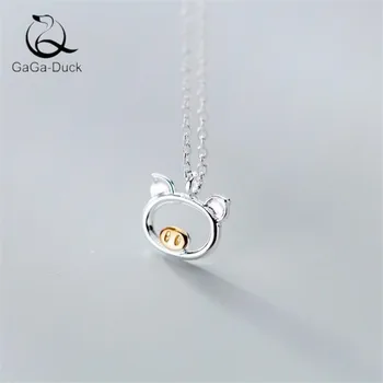 

New Fashion Jewelry Creative Beautiful Cute Piglet Lovely 925 Sterling Silver Personality Pig Animal Pendant Necklaces N489