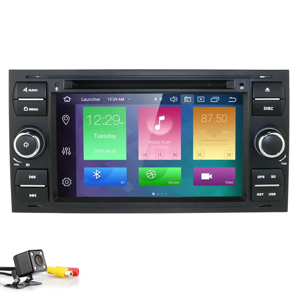 Автомобильный dvd-плеер Android 9,0 DAB+ 2din в тире для Ford Transit Focus подключение S-MAX Kuga Mondeo OctaCore Wifi 4G gps Bluetooth PX5 - Цвет: black