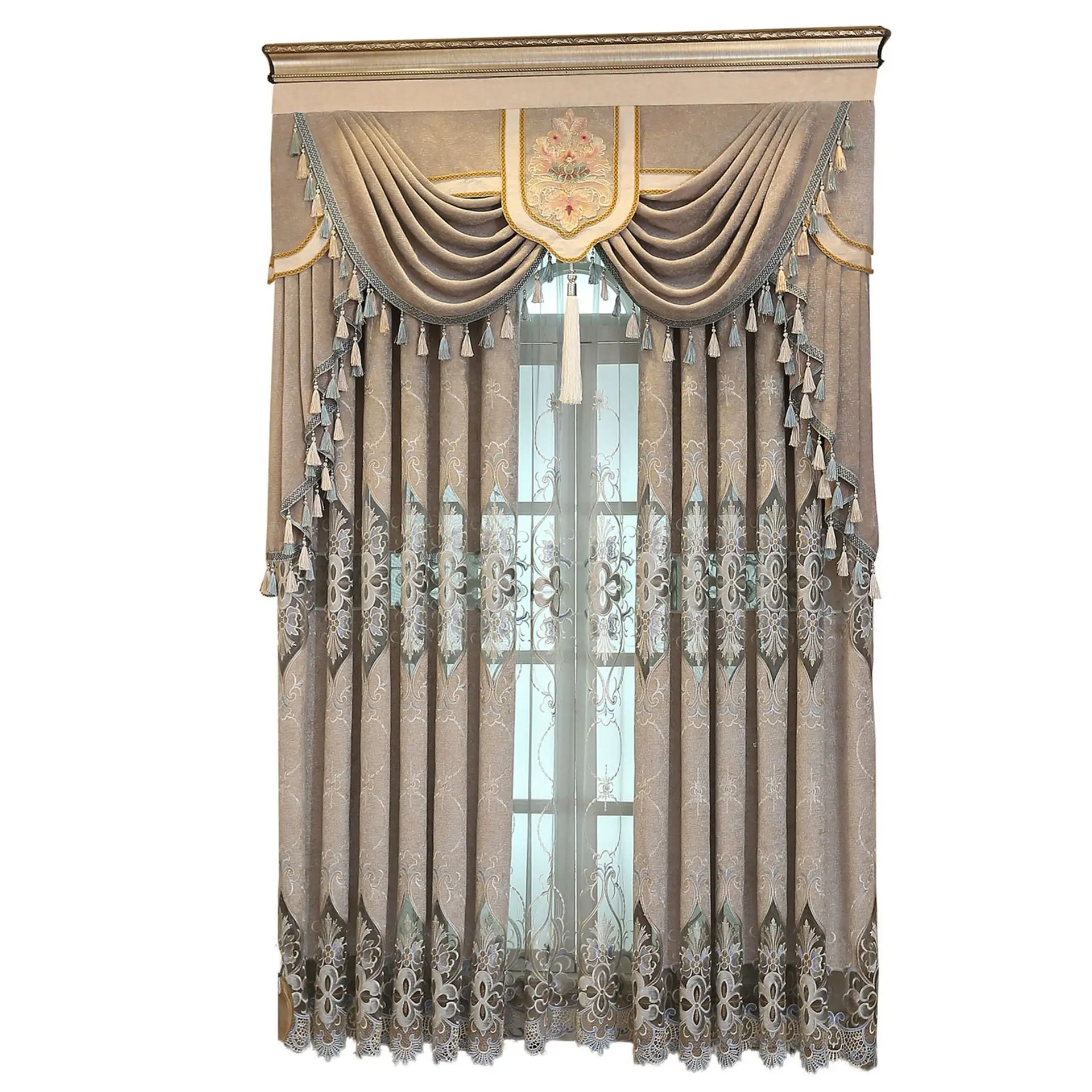 

Oushixuenier Geometric Embroidery Half-shade Curtains for Living Dining Room Bedroom.
