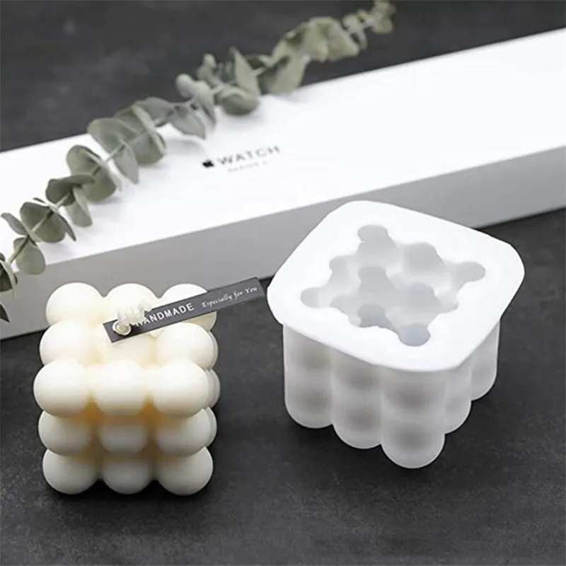 

Cube Candle Mould Soy Wax Essential Oil Aromatherapy Candle DIY Candle Mold Material Wax 3D Silicone Mold Candle Making Supplies