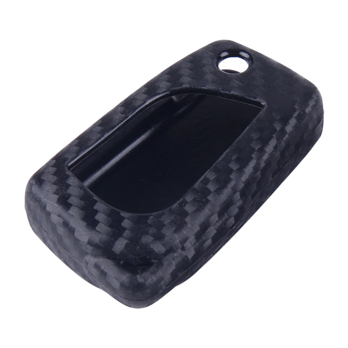 DWCX Carbon Fiber Black Flip Folding Remote Key Fob Protection Shell Cover Case Chain fit for Toyota Camry C-HR