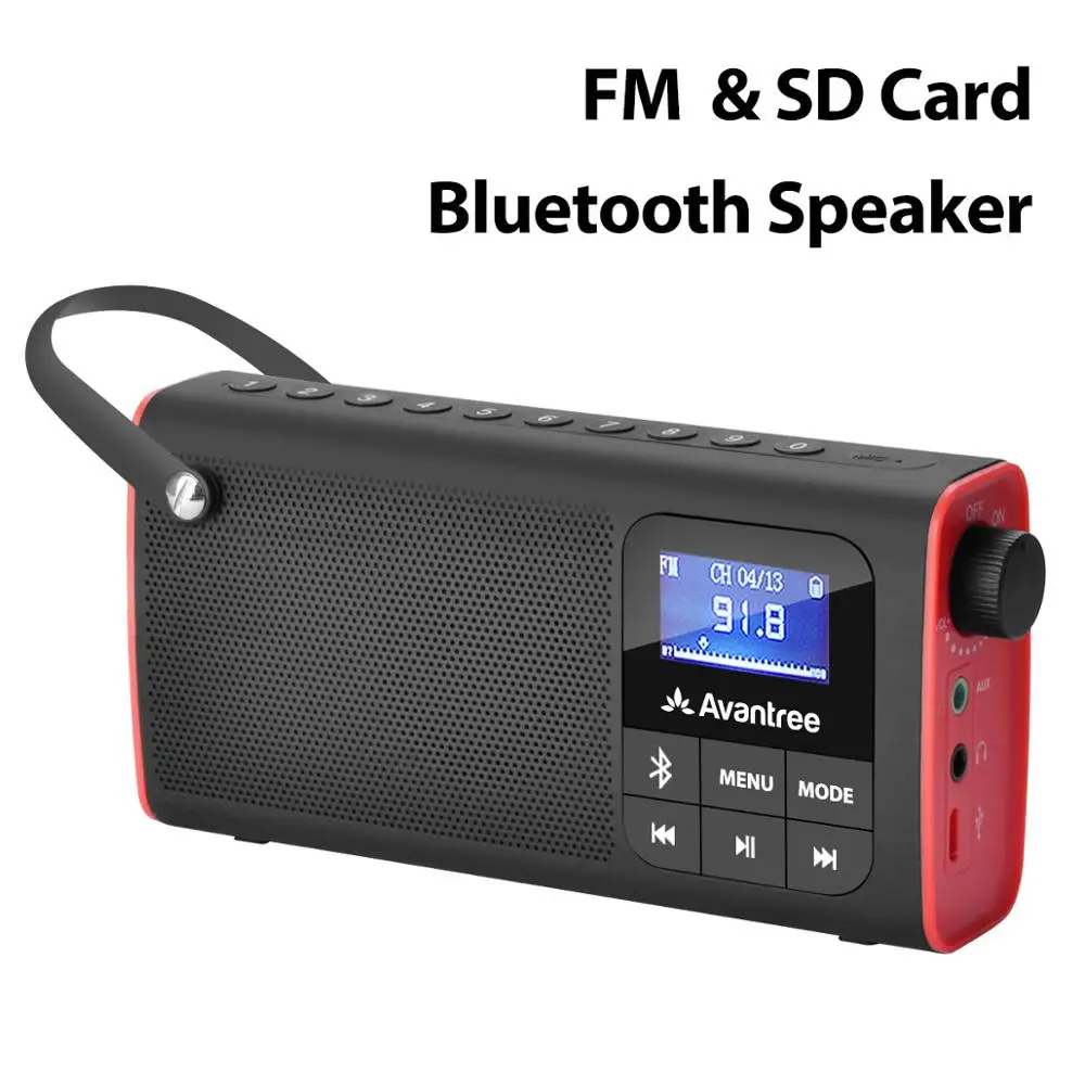 Radio AM FM portátil con altavoz Bluetooth y reproductor de tarjetas SD,  reproductor de MP3 con enchufe de auriculares, ahorro de escaneo  automático