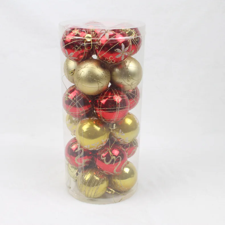 24 шт 6 см Рождественская елка Декор шар-безделушка рождественские вечерние шар, украшение, Декор для дома Рождественский подарок - Цвет: red 3