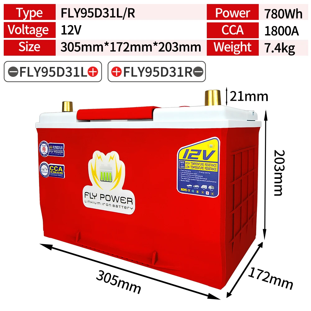 12V LiFePO4 Car Start Battery 20Ah-80Ah 240-960Wh CCA 680A-2300A With BMS  12V Lithium Batteries For Car RV Golf Cart Boat Solar car jumper