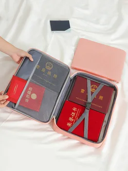 

PassPort Certificate of Honor Double Zipper Cationic Waterproof Travel Documents Clothes Case Solid Color Travel Storage Bag