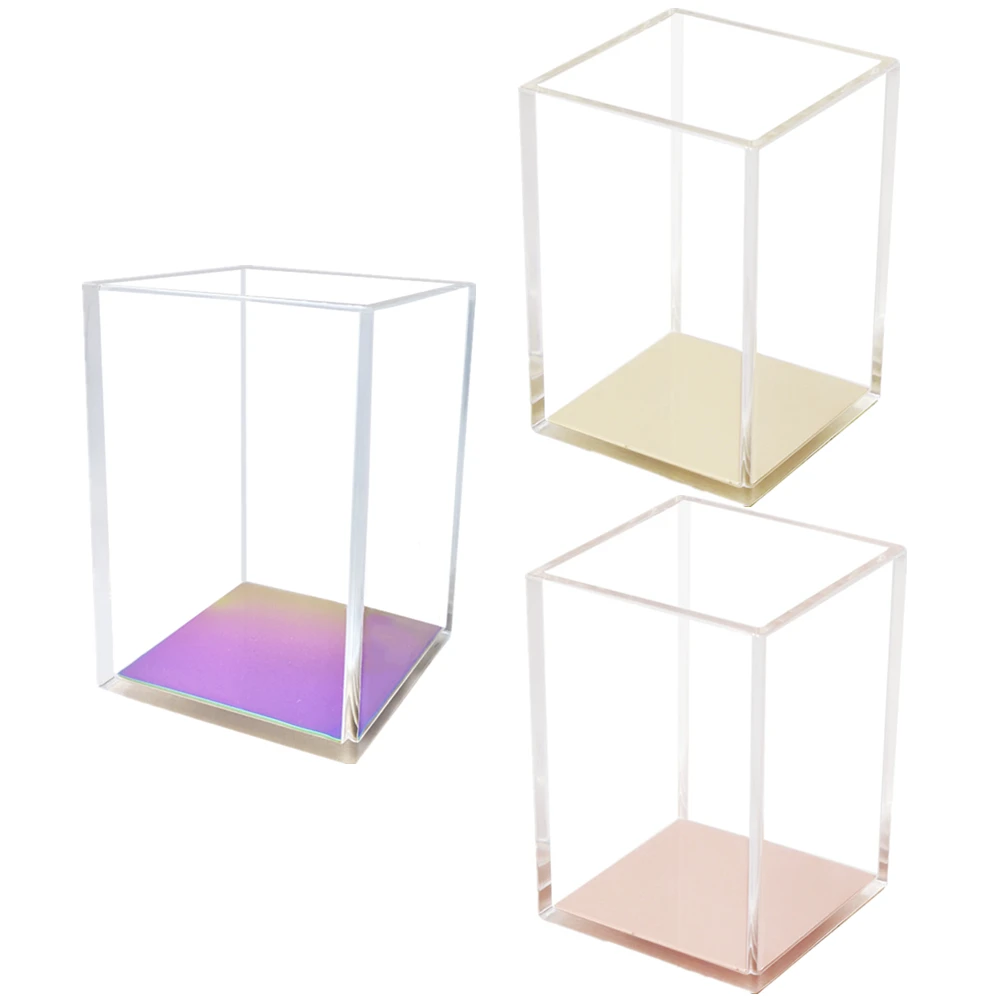 Pen Pot Pencil Holders Case Clear Acrylic Desk Organizer Cup Rose Gold Rainbow Makeup Brush Holder Office School Home Organizers |