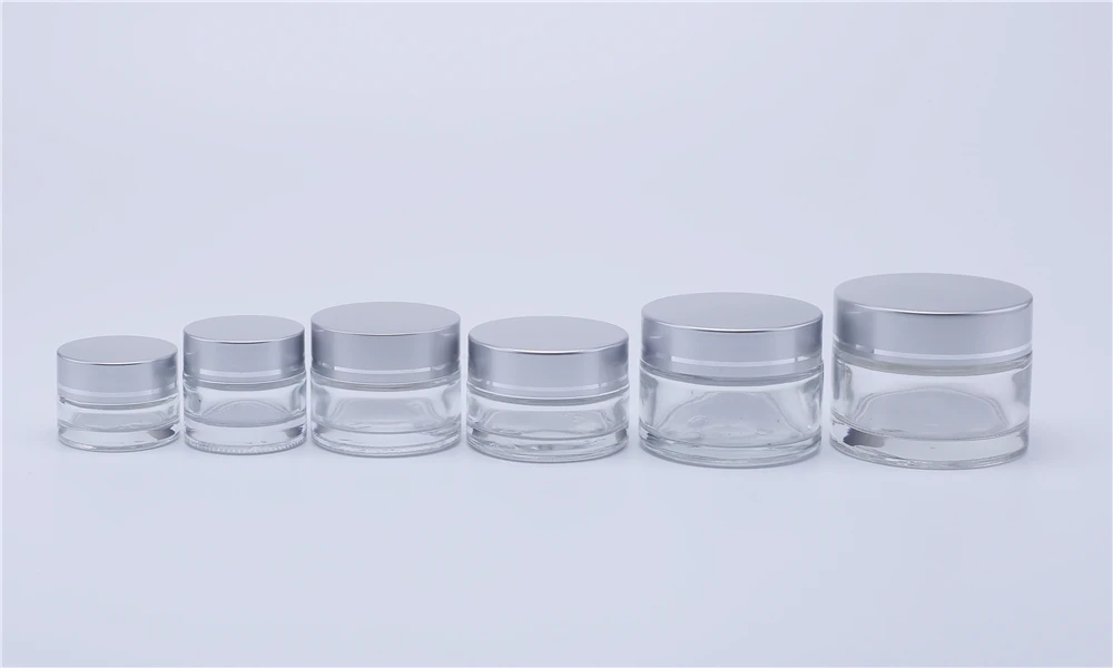5 г прозрачные стеклянные банки для Крема Косметическая упаковка с крышкой пластиковые крышки и внутренние вкладыши Круглые Пустые маленькие стеклянные банки